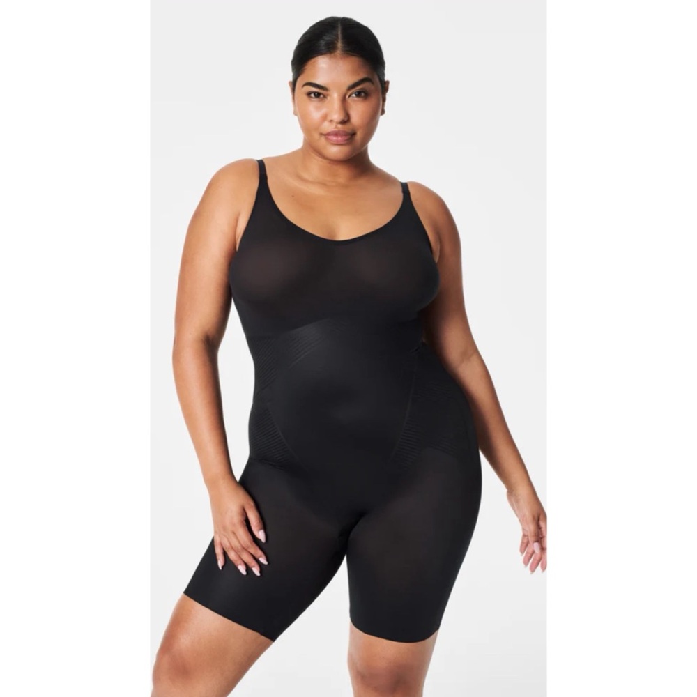 SPANX Invisible Shaping Mid-Thigh Bodysuit Black Size 2X